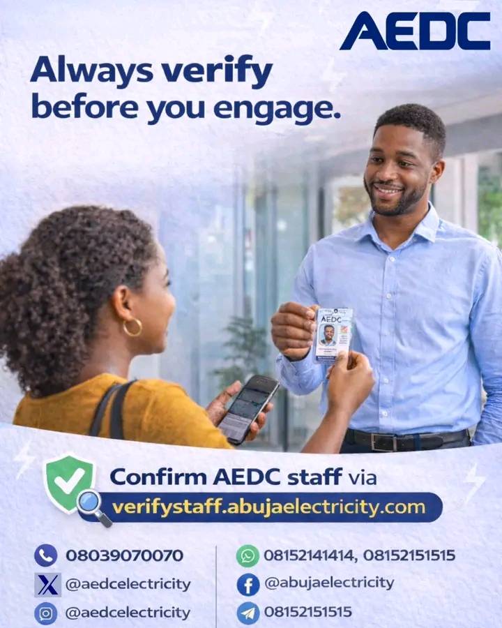 AEDC Urges Customers to Verify Staff Identity Before Granting Access
